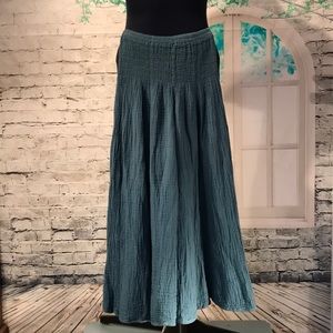Gauzy cotton wide leg pants one size